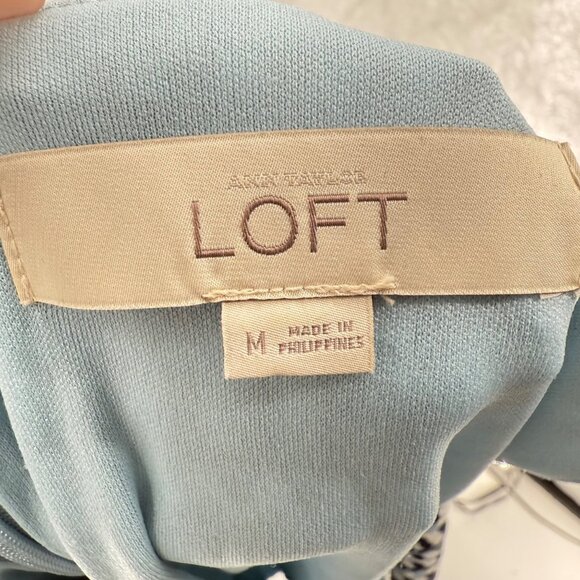 Ann Taylor Loft Womens Sleeveless Dress Black White Blue Geometric Patterned, M - Picture 5 of 9